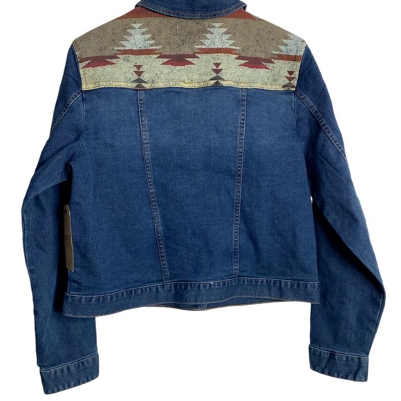 Frye and Co. Womens Denim Jean Jacket Western Aztec Southwestern, Size Small - Picture 2 of 8